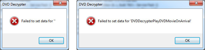 DVD Decrypter error: failed to set data for