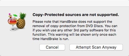 HandBrake doesn't support copy-protected DVD