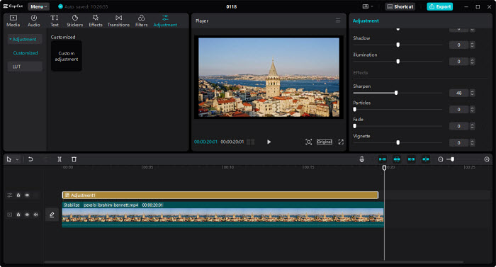 adjust video settings in capcut