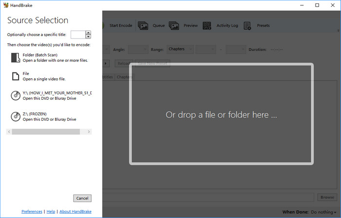 Import DVD to HandBrake