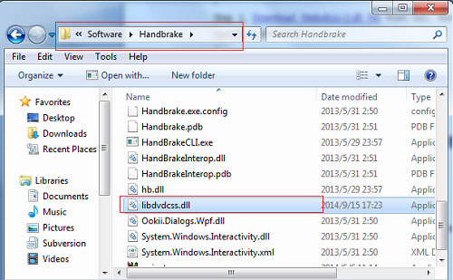 Move libdvdcss.dll to HandBrake folder