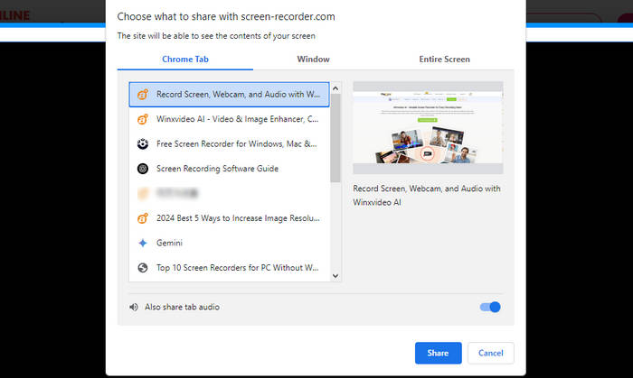 record screen with audio online