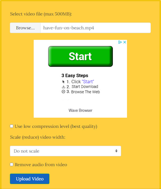 Compress video for YouTube using VideoSmaller