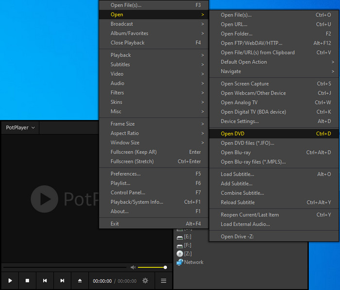 Play DVD on Windows 10 with Potplayer